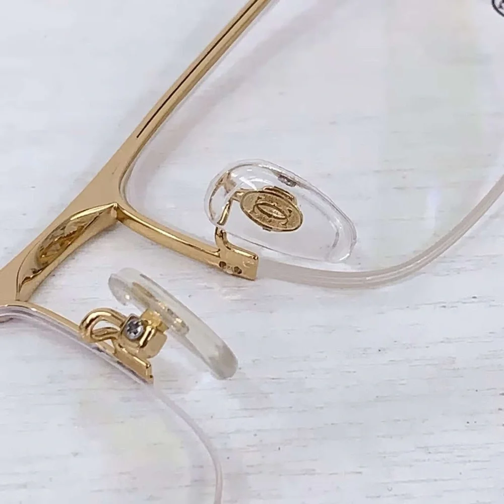 Cartier Black Semi-Rimless Eyeglasses with Subtle Red Box Accent - Picture 7 of 7